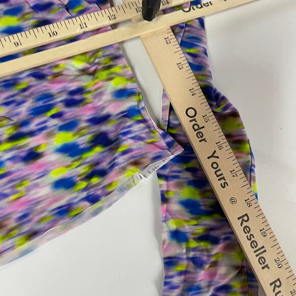 Tanya Taylor Shirt Womens X Small Blue Purple Green Adonica Mock Neck Cropped - Picture 8 of 10